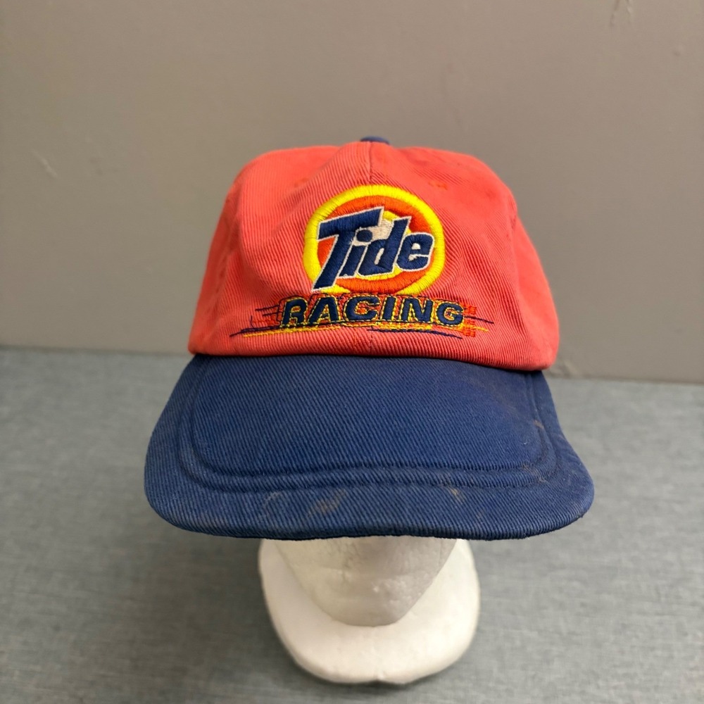 Tide Racing Hat Men OSFA Orange Navy Blue Vintage 90s NASCAR Downy Strapback Cap